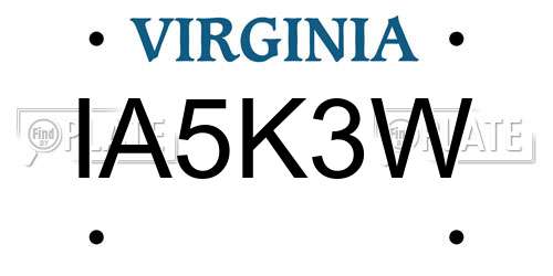 IA5K3W Virginia License Plate