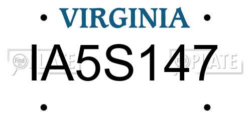 IA5S147 Virginia License Plate