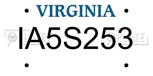 IA5S253 Virginia License Plate