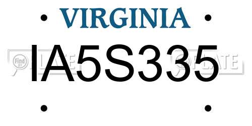 IA5S335 Virginia License Plate