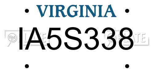 IA5S338 Virginia License Plate