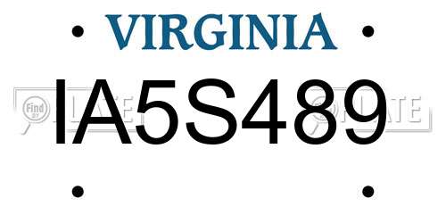 IA5S489 Virginia License Plate