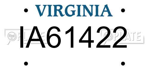 IA61422 Virginia License Plate