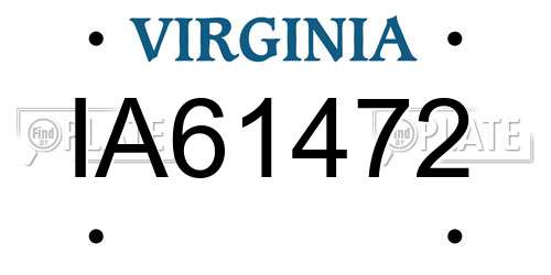 IA61472 Virginia License Plate