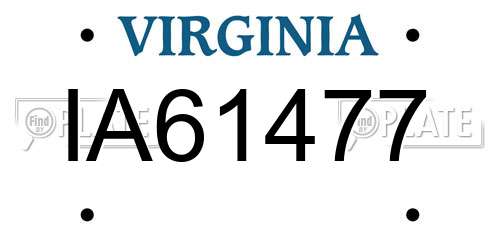 IA61477 Virginia License Plate