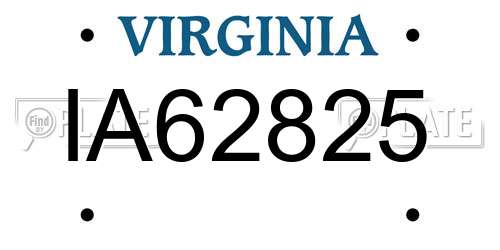 IA62825 Virginia License Plate