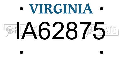 IA62875 Virginia License Plate