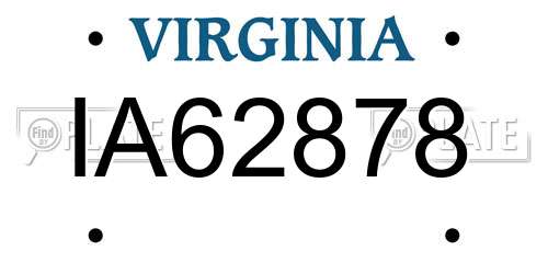 IA62878 Virginia License Plate
