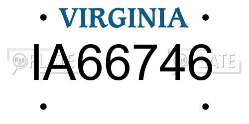 IA66746 Virginia License Plate