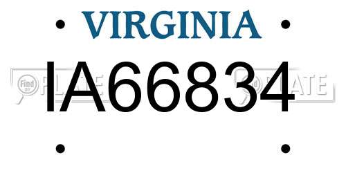 IA66834 Virginia License Plate