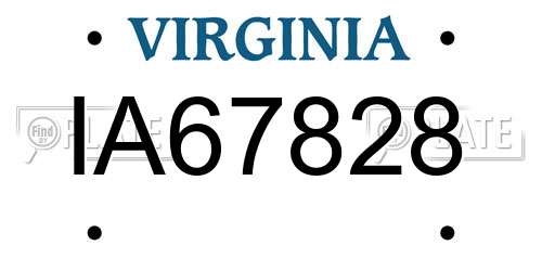 IA67828 Virginia License Plate
