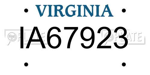 IA67923 Virginia License Plate