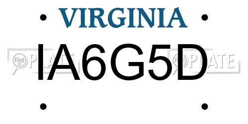 IA6G5D Virginia License Plate