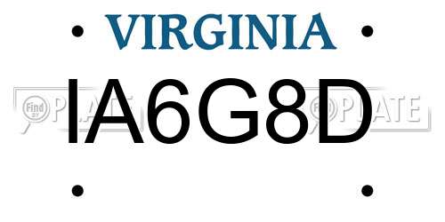 IA6G8D Virginia License Plate