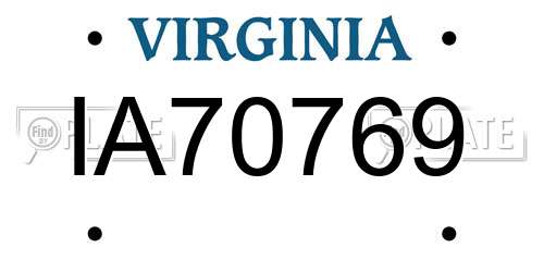 IA70769 Virginia License Plate