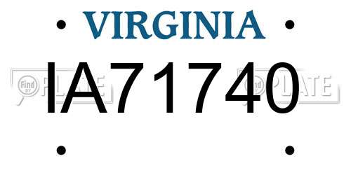 IA71740 Virginia License Plate
