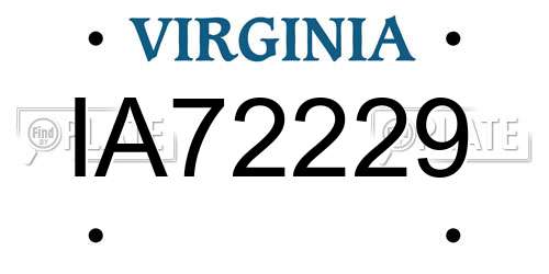 IA72229 Virginia License Plate