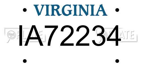 IA72234 Virginia License Plate