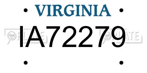 IA72279 Virginia License Plate