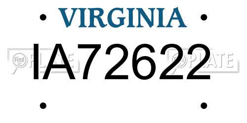 IA72622 Virginia License Plate