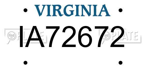 IA72672 Virginia License Plate