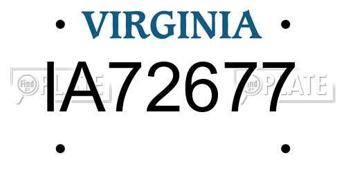 IA72677 Virginia License Plate