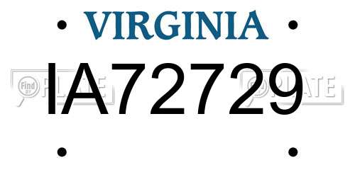 IA72729 Virginia License Plate