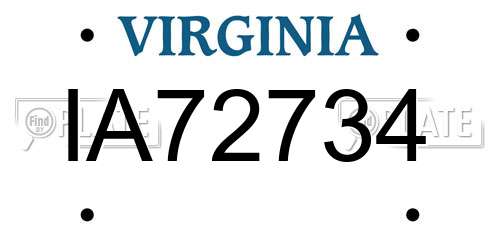 IA72734 Virginia License Plate
