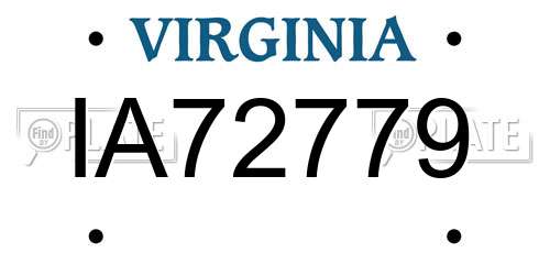 IA72779 Virginia License Plate