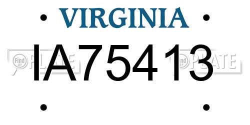 IA75413 Virginia License Plate