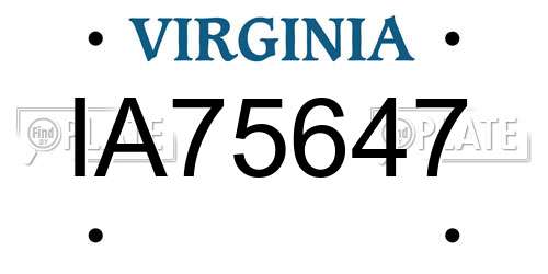 IA75647 Virginia License Plate