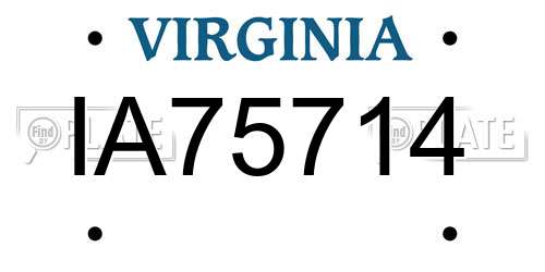 IA75714 Virginia License Plate