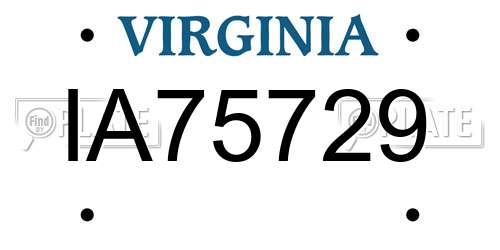 IA75729 Virginia License Plate