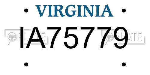 IA75779 Virginia License Plate