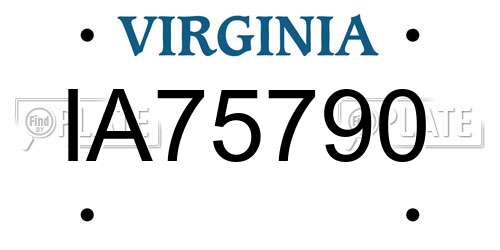 IA75790 Virginia License Plate