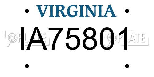 IA75801 Virginia License Plate