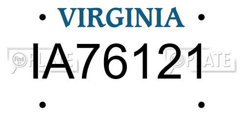 IA76121 Virginia License Plate