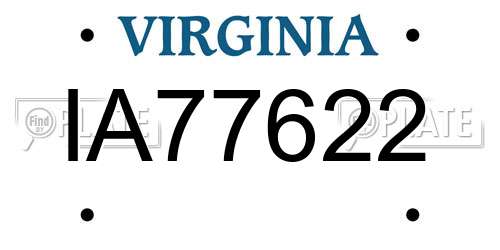 IA77622 Virginia License Plate