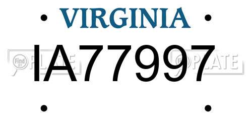 IA77997 Virginia License Plate