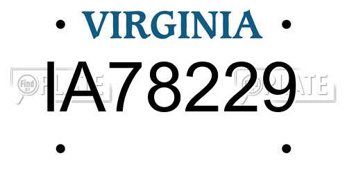 IA78229 Virginia License Plate