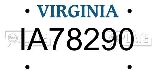 IA78290 Virginia License Plate
