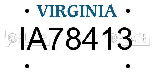 IA78413 Virginia License Plate