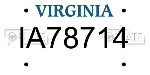 IA78714 Virginia License Plate