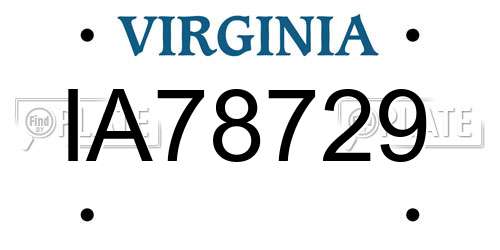IA78729 Virginia License Plate