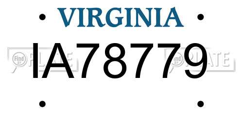 IA78779 Virginia License Plate