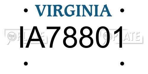 IA78801 Virginia License Plate
