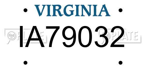 IA79032 Virginia License Plate