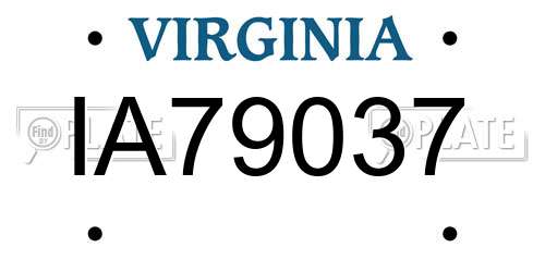 IA79037 Virginia License Plate
