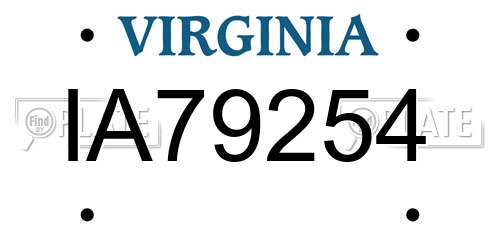 IA79254 Virginia License Plate