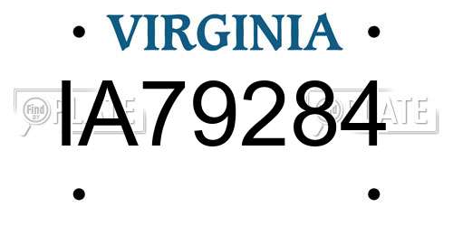 IA79284 Virginia License Plate